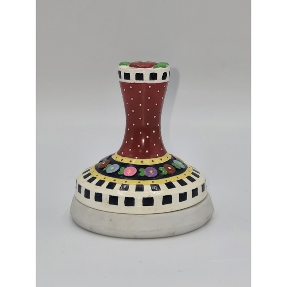 Mary Engelbreit ME Cookie Press‎ Mold Stamp Flower Checkers Ceramic Collectible